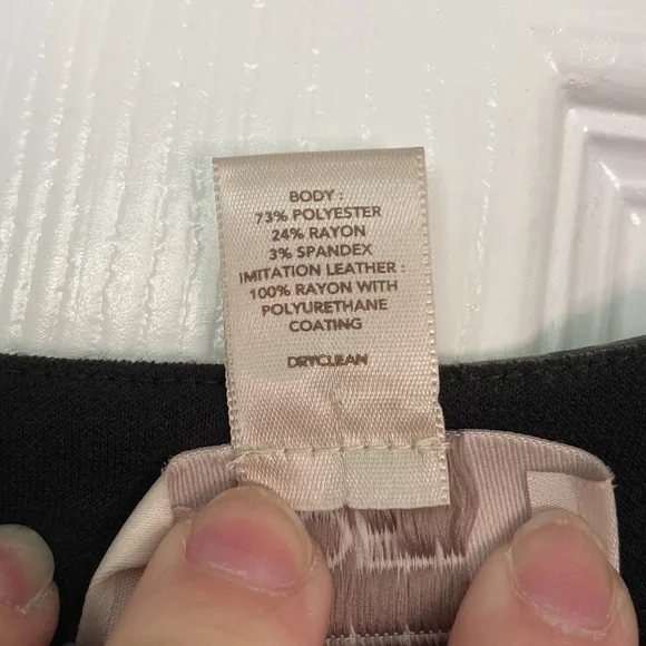 LOFT Sleeveless Black Dress With Beautiful Imitation Leather Detail - Picture 4 of 4